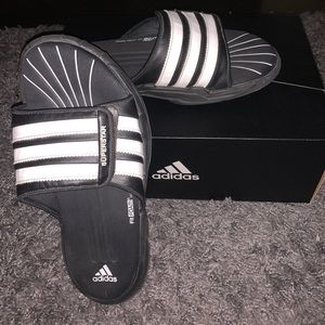 Black/White Adidas slides